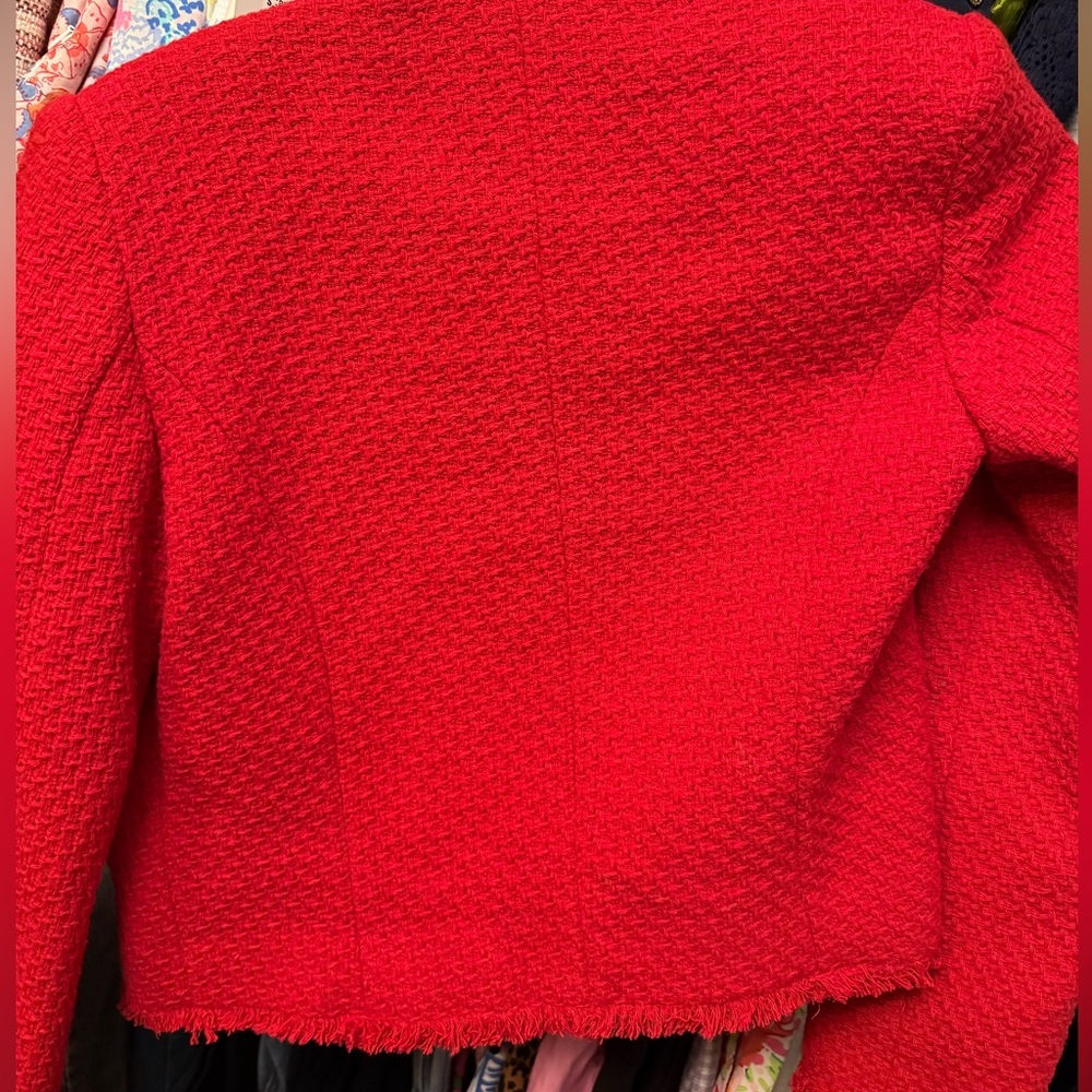Mango Red Tweed Jacket with Metal buttons and flaps size XXS New with tags - Picture 6 of 6